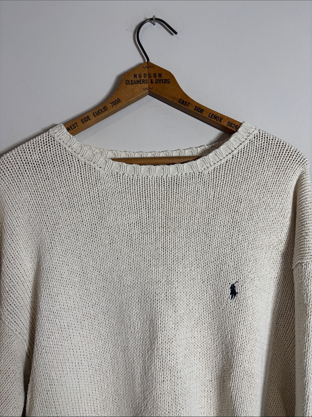 Vtg Polo Ralph Lauren Sweater XL Cream Cotton Crewneck Pony - Picture 1 of 4